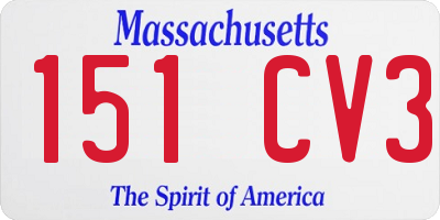 MA license plate 151CV3