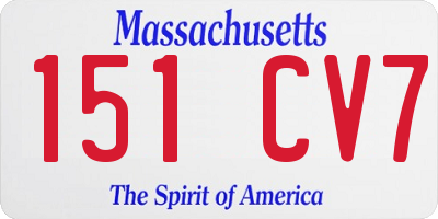 MA license plate 151CV7