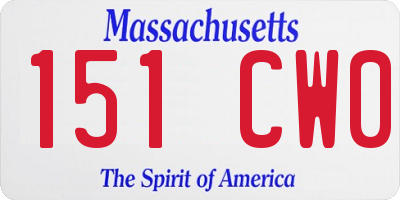 MA license plate 151CW0