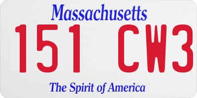 MA license plate 151CW3