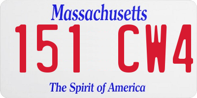MA license plate 151CW4