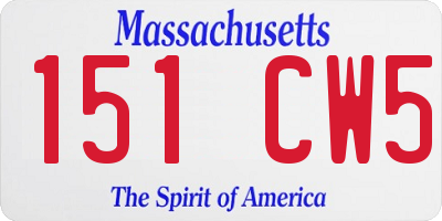 MA license plate 151CW5