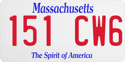 MA license plate 151CW6