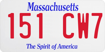 MA license plate 151CW7