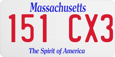 MA license plate 151CX3