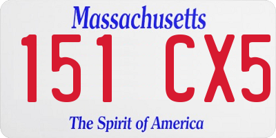 MA license plate 151CX5
