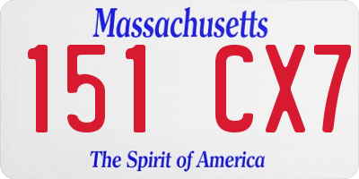 MA license plate 151CX7