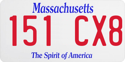 MA license plate 151CX8