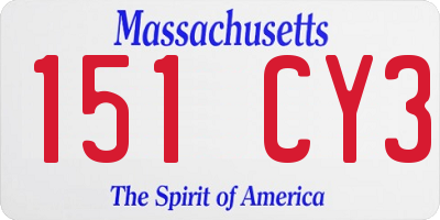 MA license plate 151CY3
