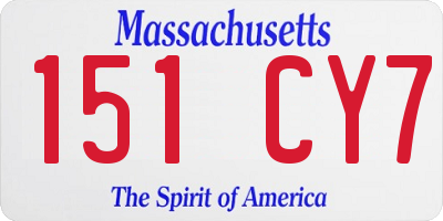 MA license plate 151CY7