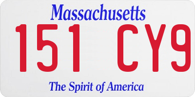 MA license plate 151CY9