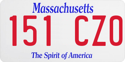 MA license plate 151CZ0