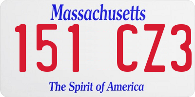 MA license plate 151CZ3