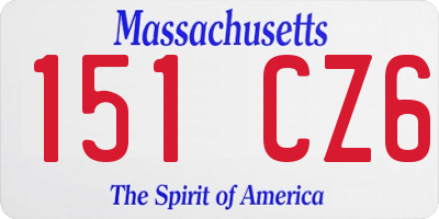 MA license plate 151CZ6
