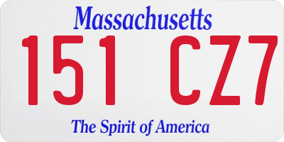 MA license plate 151CZ7