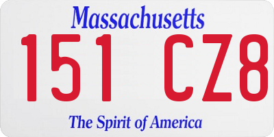 MA license plate 151CZ8