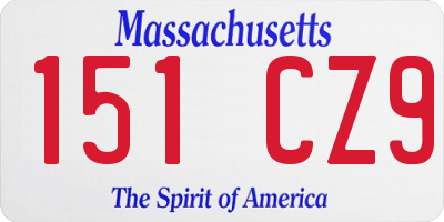 MA license plate 151CZ9