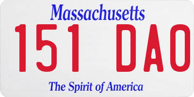MA license plate 151DA0