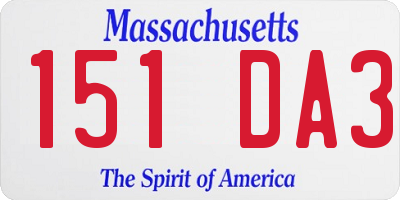 MA license plate 151DA3