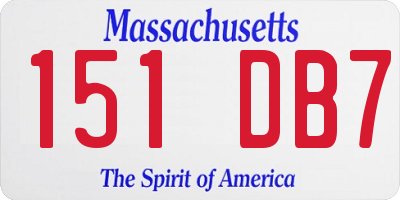MA license plate 151DB7