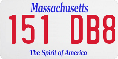MA license plate 151DB8