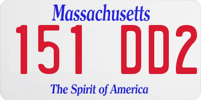 MA license plate 151DD2