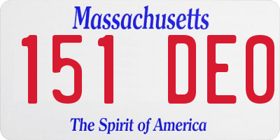 MA license plate 151DE0