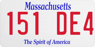 MA license plate 151DE4