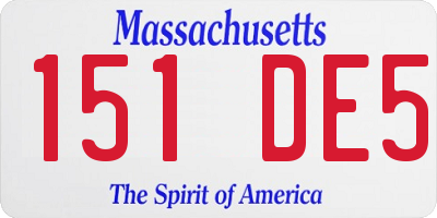 MA license plate 151DE5