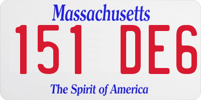 MA license plate 151DE6