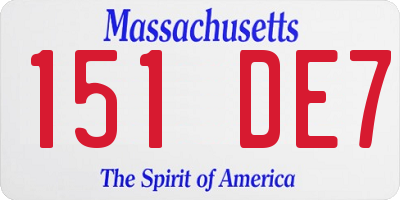 MA license plate 151DE7