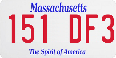 MA license plate 151DF3