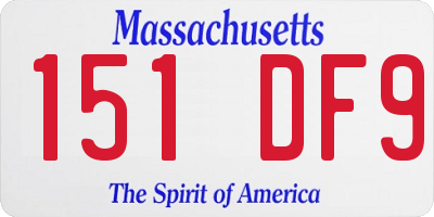 MA license plate 151DF9