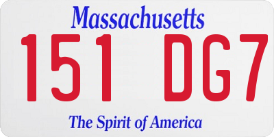 MA license plate 151DG7