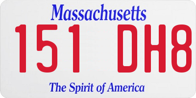 MA license plate 151DH8