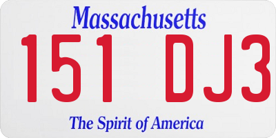 MA license plate 151DJ3
