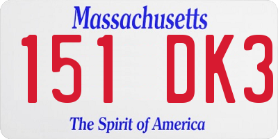 MA license plate 151DK3