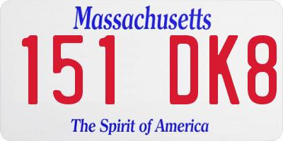 MA license plate 151DK8