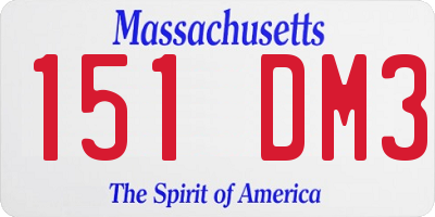 MA license plate 151DM3