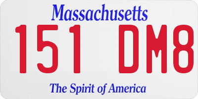 MA license plate 151DM8