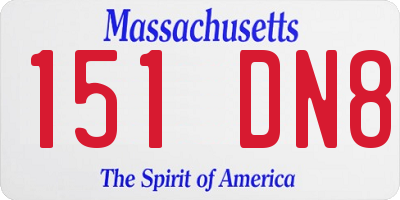 MA license plate 151DN8