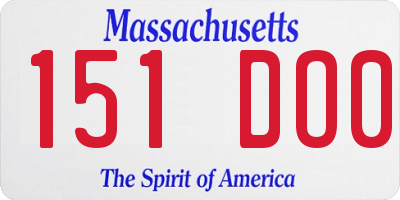 MA license plate 151DO0