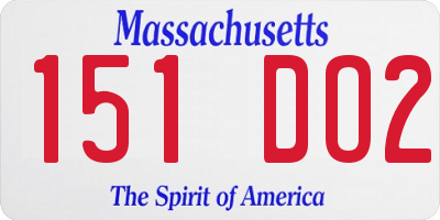 MA license plate 151DO2