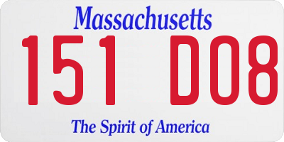 MA license plate 151DO8
