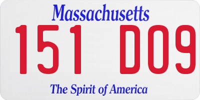 MA license plate 151DO9