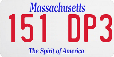 MA license plate 151DP3