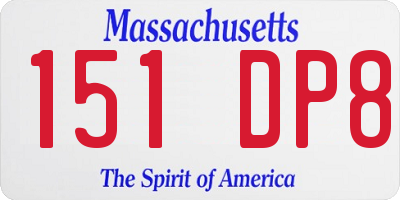 MA license plate 151DP8