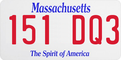 MA license plate 151DQ3