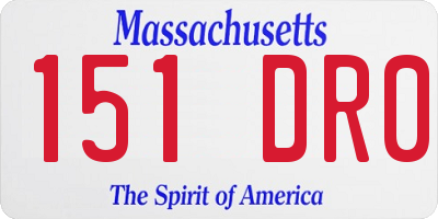 MA license plate 151DR0