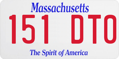 MA license plate 151DT0